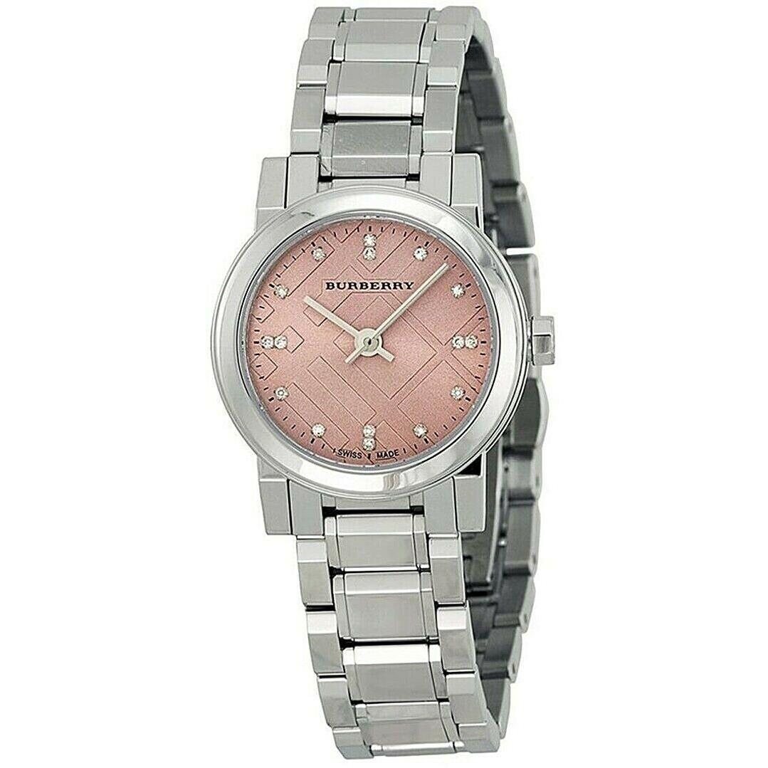 Burberry The City BU9223 Stainless Steel 26 mm Pink Dial Women`s Watch - Rose / Pink Dial, Silver Band, Rose Manufacturer Band