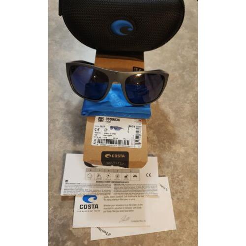 Costa Del Mar Tco 98 Ogp Tico Sunglasses Matte 580P Polarized Plastic Wrap - Frame: Matte Grey, Lens: Grey