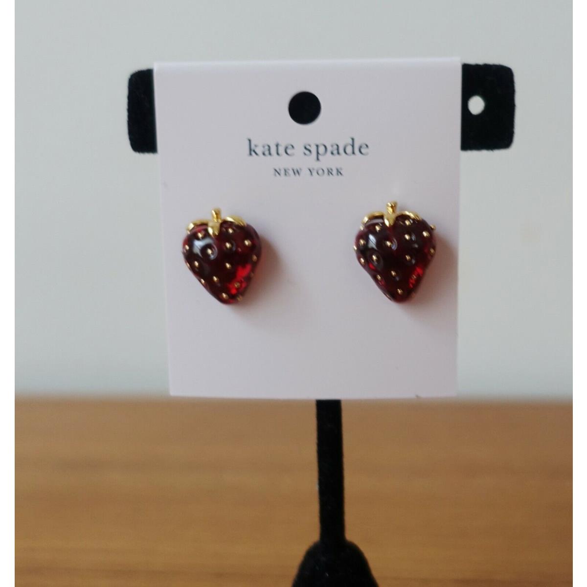 Kate Spade New York Tutti Fruity Strawberry Studs Earrings IN Red/gold