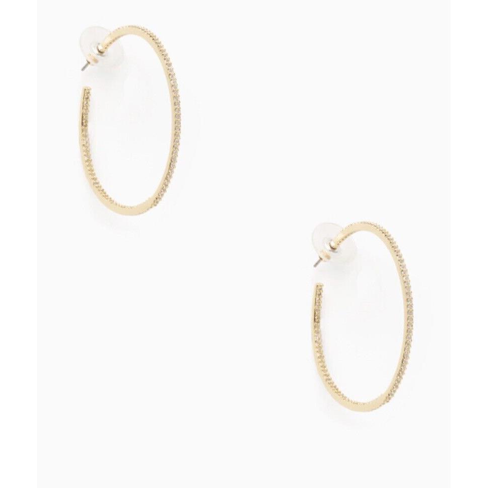 Kate Spade Large Hoops Save The Date Large Clear/gold Hoop Earrings Z1B