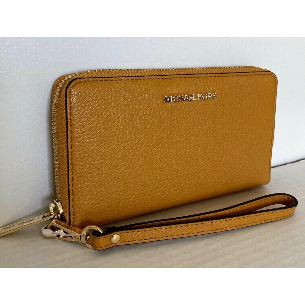 Michael Kors Large Flat Phone Case Pebble Leather Marigold