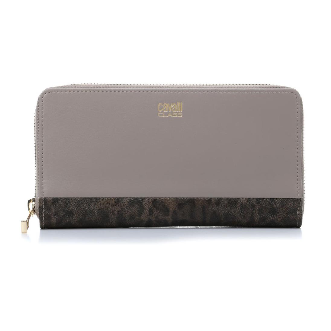 Roberto Cavalli Class Candy Leopard Long Wallet Taupe