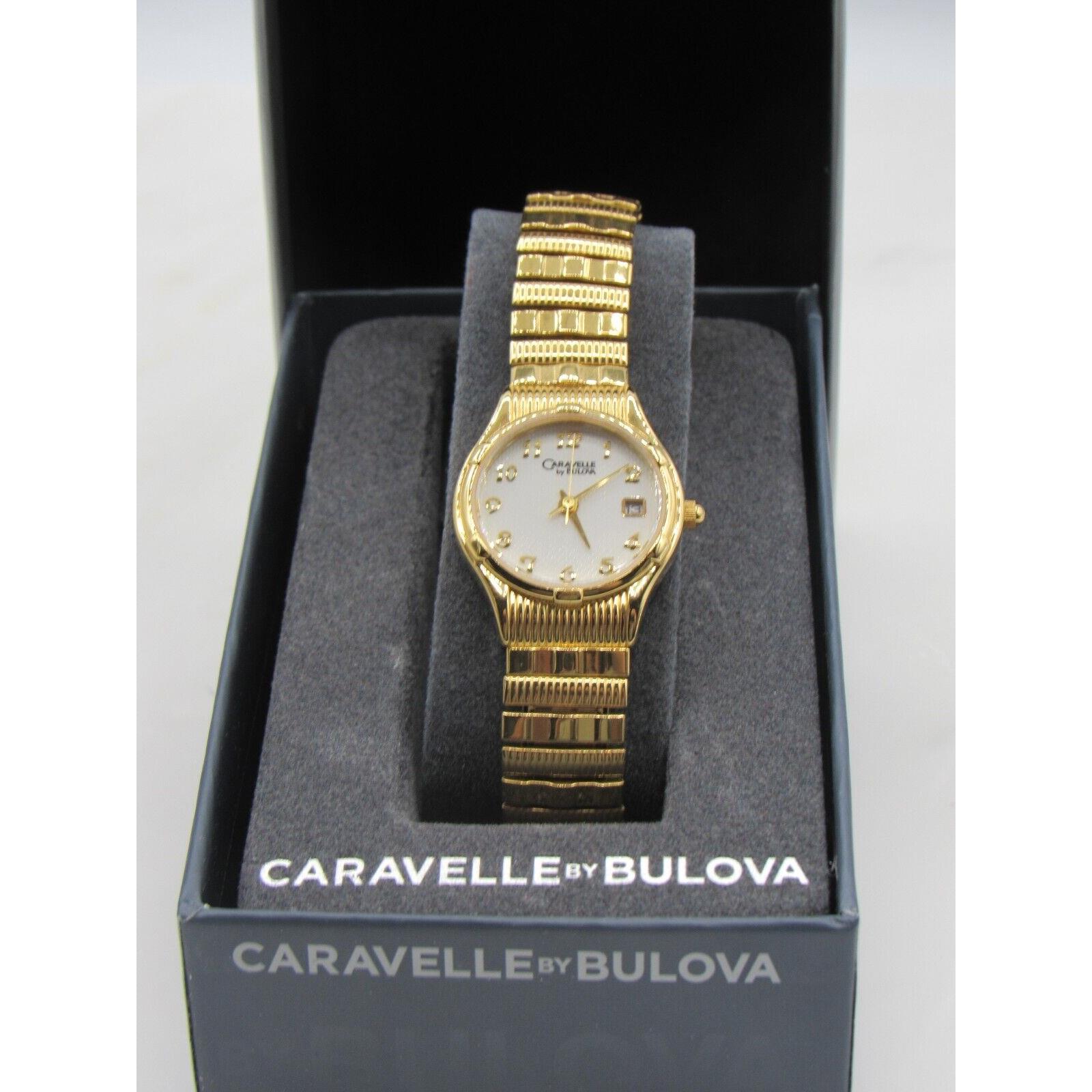 Caravelle by Bulova Women`s Round White Analog Date Stretch Band Watch 44M01