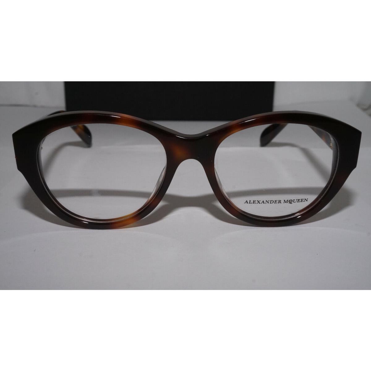 Alexander Mcqueen Eyeglasses Havana Round AM0053O 006 52 18 140