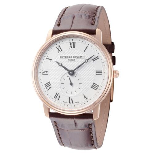 Frederique Constant Women`s FC-235M4S4 Slimline 37mm Silver Dial Leather Watch