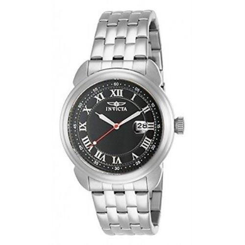 Invicta Specialty Classic Date Black Dial Stainless Steel Men`s Watch 15357 - Black Dial, Silver Band, Silver Bezel
