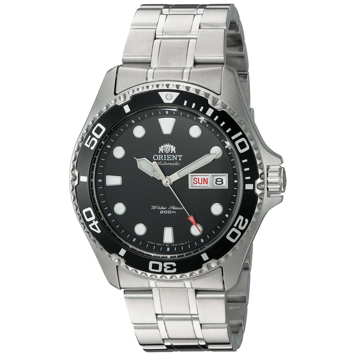 Orient Diver Ray II Automatic Black Dial Men`s Watch FAA02004B9 - Dial: Black, Band: Silver, Bezel: Silver-tone