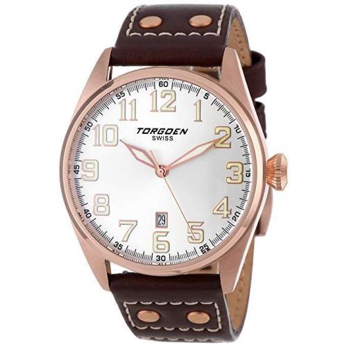 Torgoen Swiss Men`s T28104 T28 3 Stainless Steel Watch with Leather B