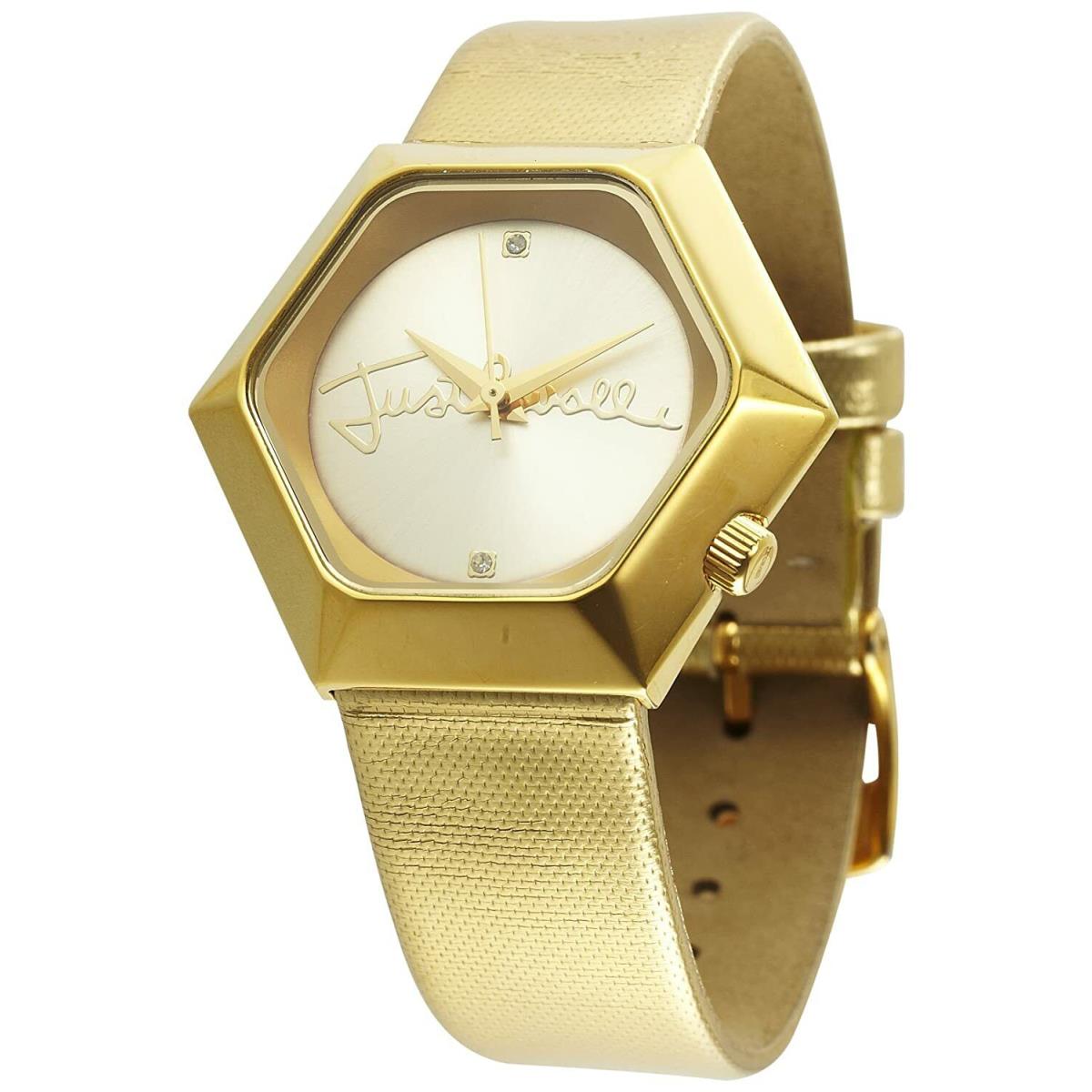 Just Cavalli Analog Gold Dial Women`s Watch - R7251145517 - Stainless - Leather