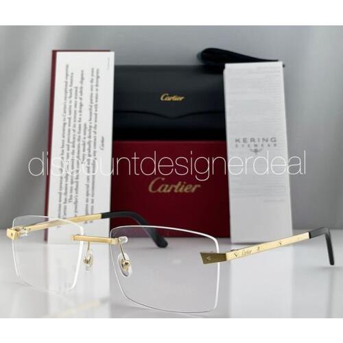 Cartier Santos Frameless Eyeglasses CT0167O 004 Gold Brushed Metal Clear Lens