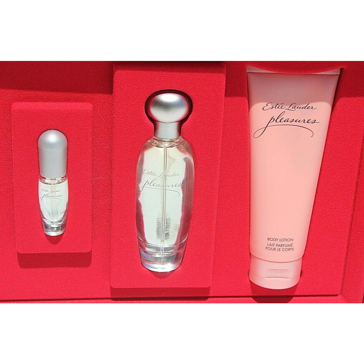 Estee Lauder Pleasures 3 pc Set Eau de Parfum 1.7 oz + Perfume Lotion 3.4 oz