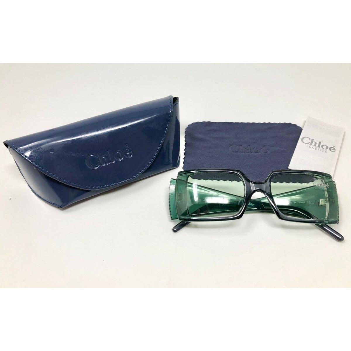 Chloe 78S Green Rhinestone Women`s Sunglasses Square Fade Lens