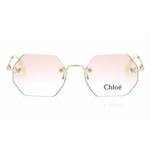 Chloé Chlo CE2146 717 Yellow Gold Hexagon Rimless Eyeglasses 50mm with Case