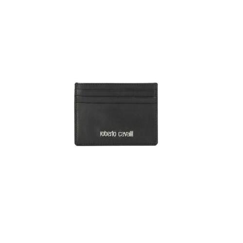 Roberto Cavalli Leather Card Case Black Wallet