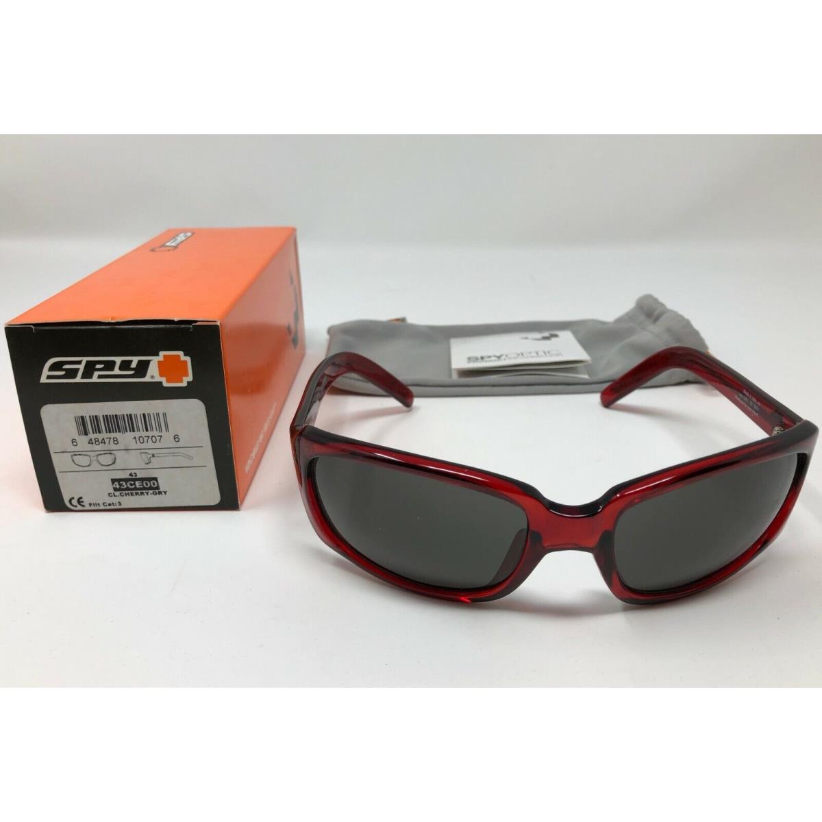 Spy Optic 43 Forty Three Cherry Red Sunglasses Grey Lens Wrap Around Gray