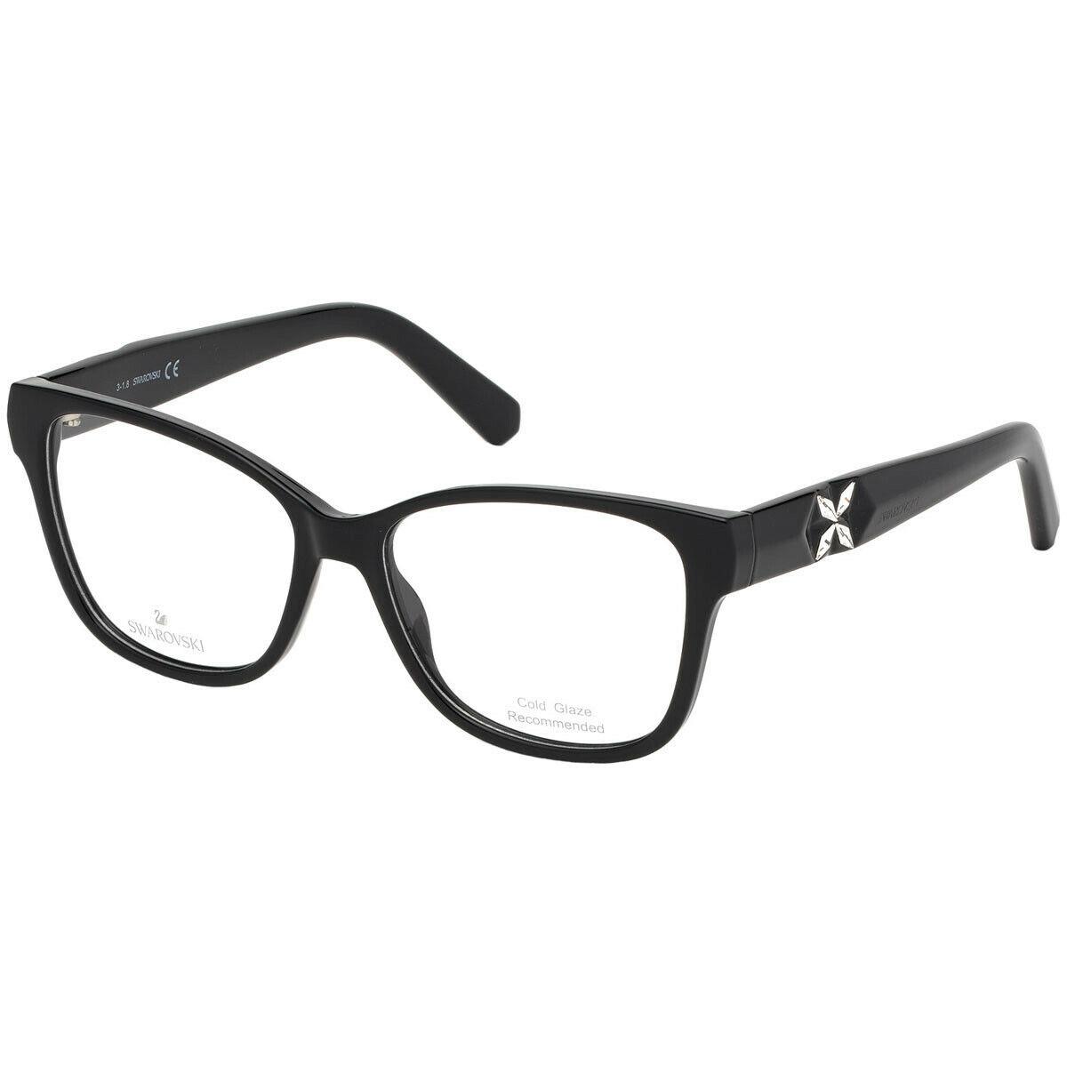 Swarovski SK5282 SW5282 001 Black Plastic Eyeglasses Frame 54-15-140 Cold Glaze