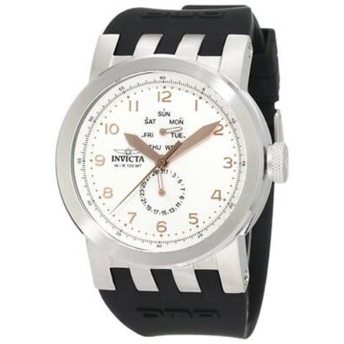 Invicta Casual Analog Day Date White Dial Silicone Strap Men`s Watch 10387