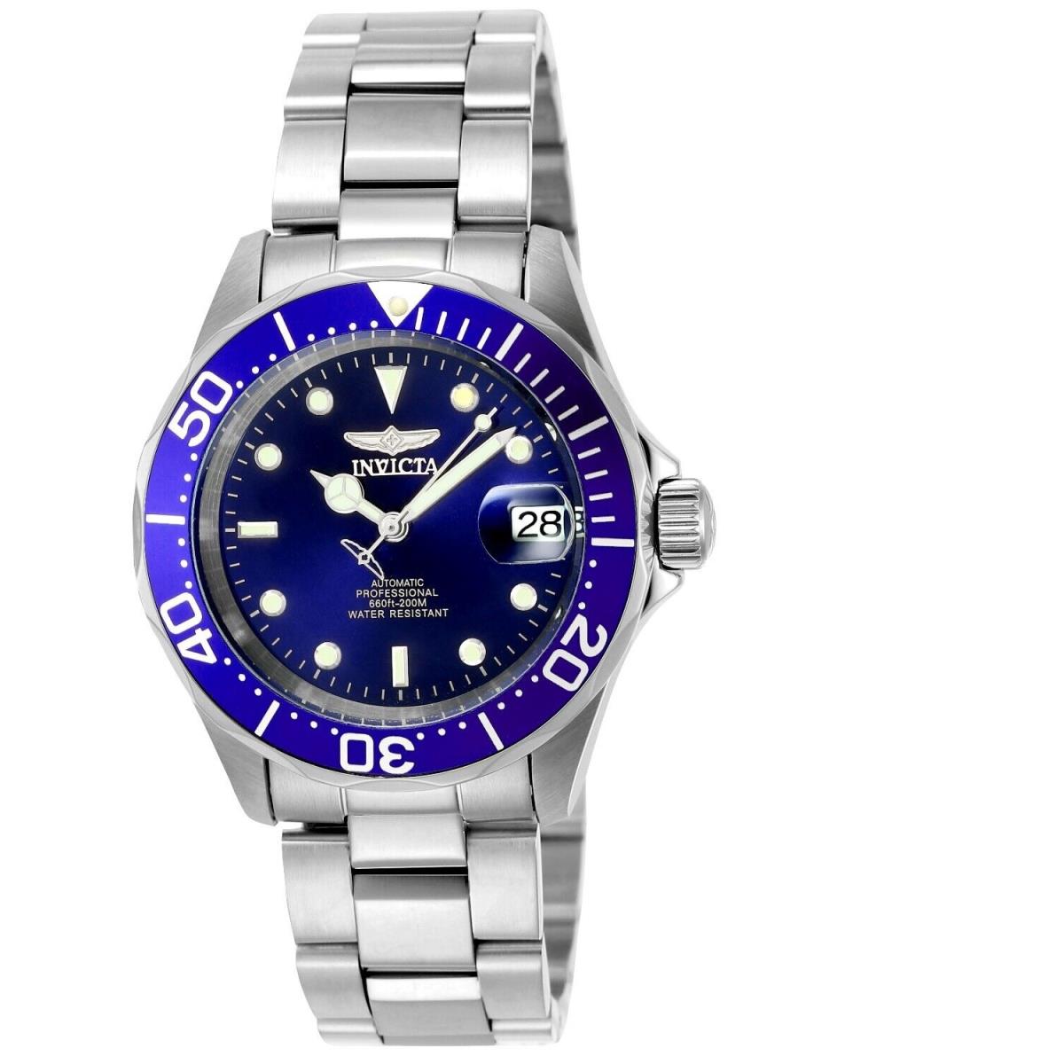 Invicta Men`s Watch 21 Jewels Pro Diver 9094 Automatic 3 Hand Blue Dial Wrist Elegant