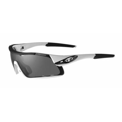 Tifosi Davos Sport Cycling Sunglasses Interchangeable Lenses White/Black - Smoke, AC Red, Clear