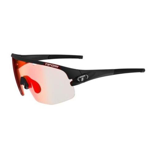 Tifosi Sledge Lite Sunglasses Clarion Red Fototec Lens Matte Black w/ Clarion Red Fototec