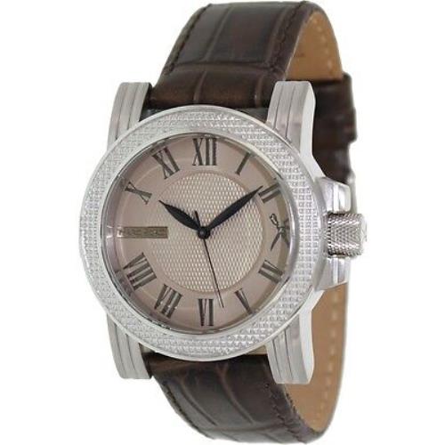 Marc Ecko Silver Tone Roman `S Brown Croc. Leather Band WATCH-M13503G4