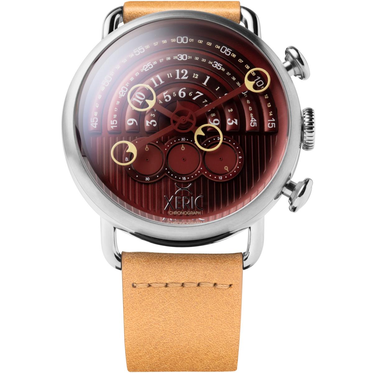 Xeric Halograph Chrono Sapphire Silver Oxblood Watch