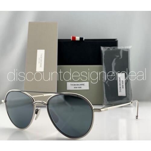 Thom Browne Sunglasses TB-109-B-T-SLV-GRY Silver Gray Frame Silver Mirrored Lens