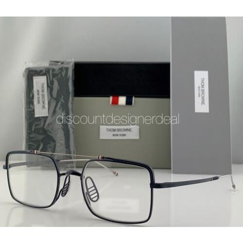 Thom Browne Square Eyeglasses TBX909-49-03 Navy Blue Metal Clear Demo Lens