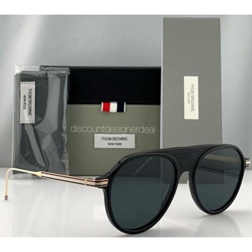 Thom Browne sunglasses  - Matte Black & Pale Gold , Matte Black & Pale Gold Frame, Gray Lens