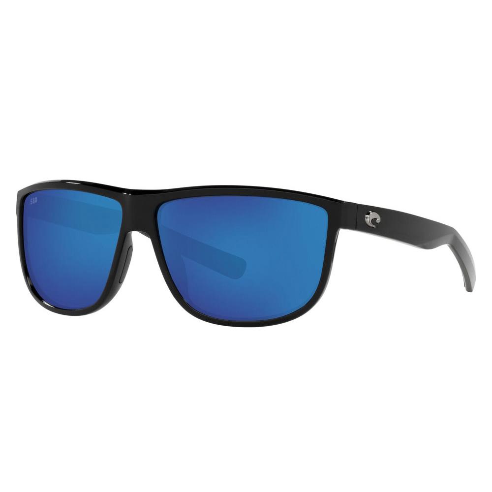 Costa Del Mar Rincondo Sunglasses - 580 Polarized -new- Costa + Case Shiny Black / Blue Mirror 580 Glass 10% VLT