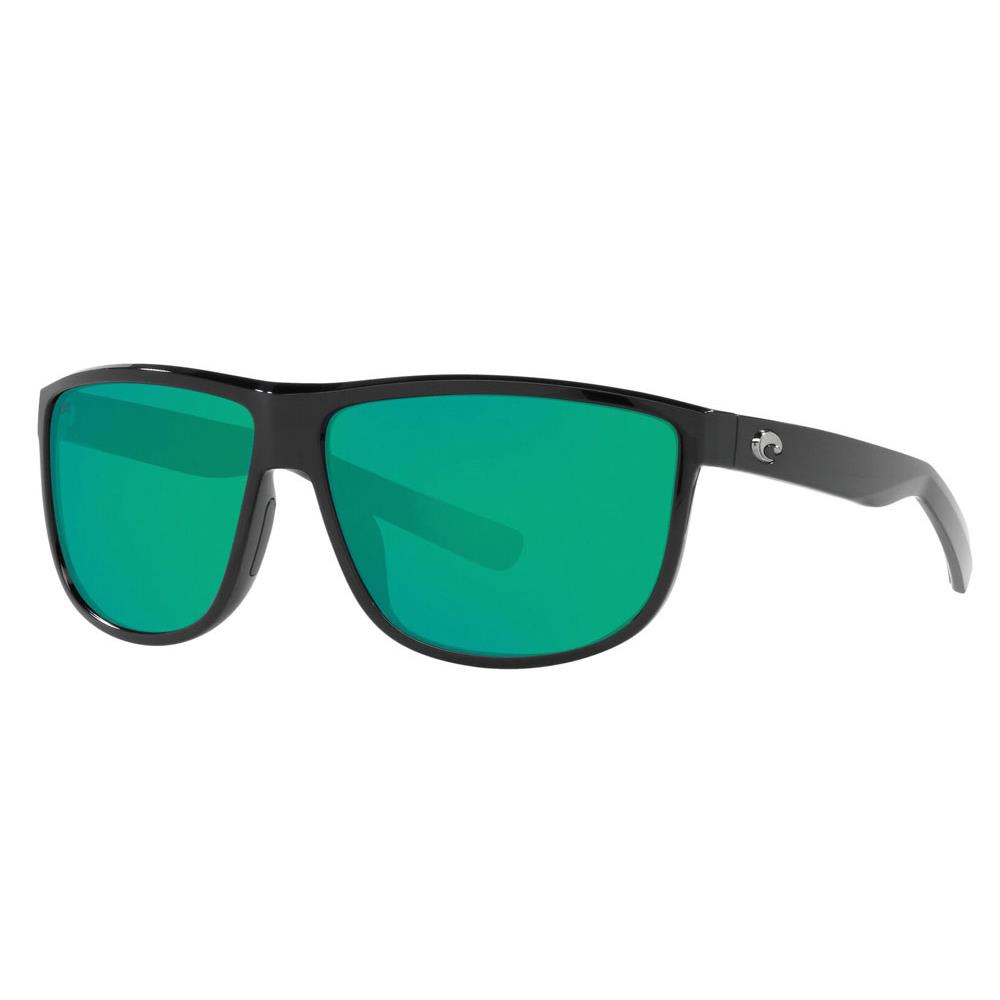 Costa Del Mar Rincondo Sunglasses - 580 Polarized -new- Costa + Case Shiny Black / Green Mirror 580P 10% VLT