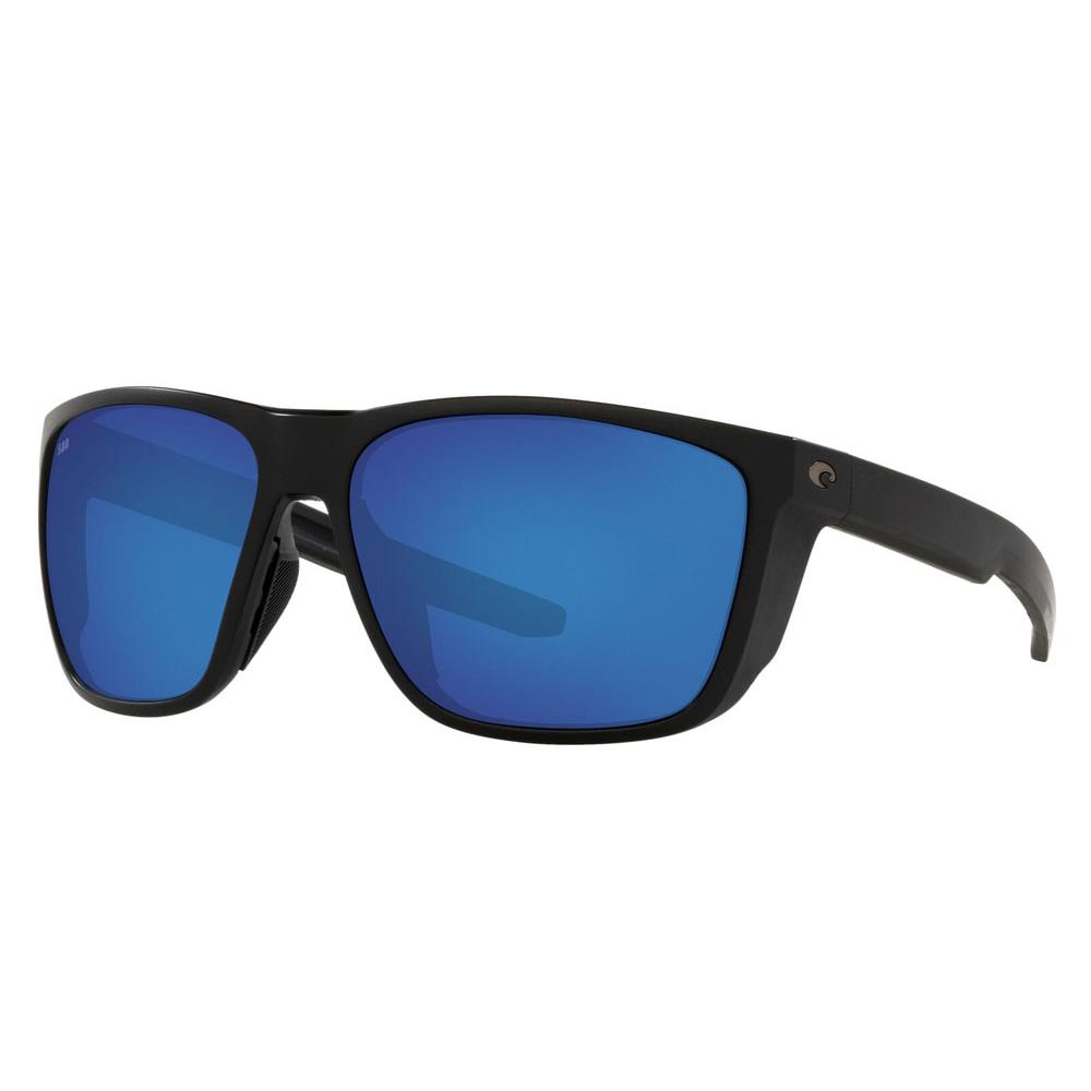Costa Del Mar Ferg XL Sunglasses-new- Costa 580 Polarized- Costa+ Case Mat Black / Blue Mir 580P 10% VLT