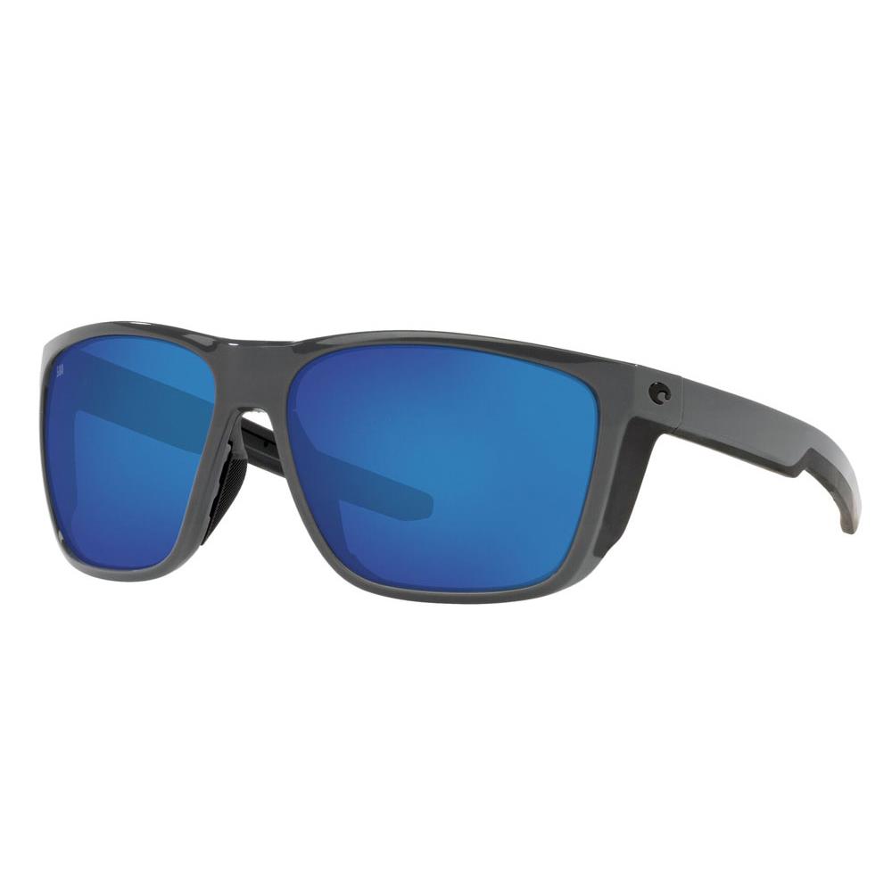 Costa Del Mar Ferg XL Sunglasses-new- Costa 580 Polarized- Costa+ Case Shiny Grey / Blue Mir 580G Glass 10% VLT