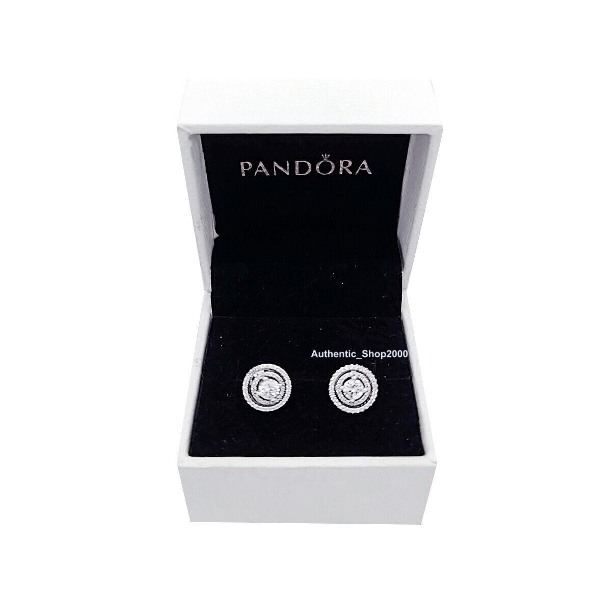 Pandora 925 Ale Sparkling Double Halo Stud Earrings 299411C01