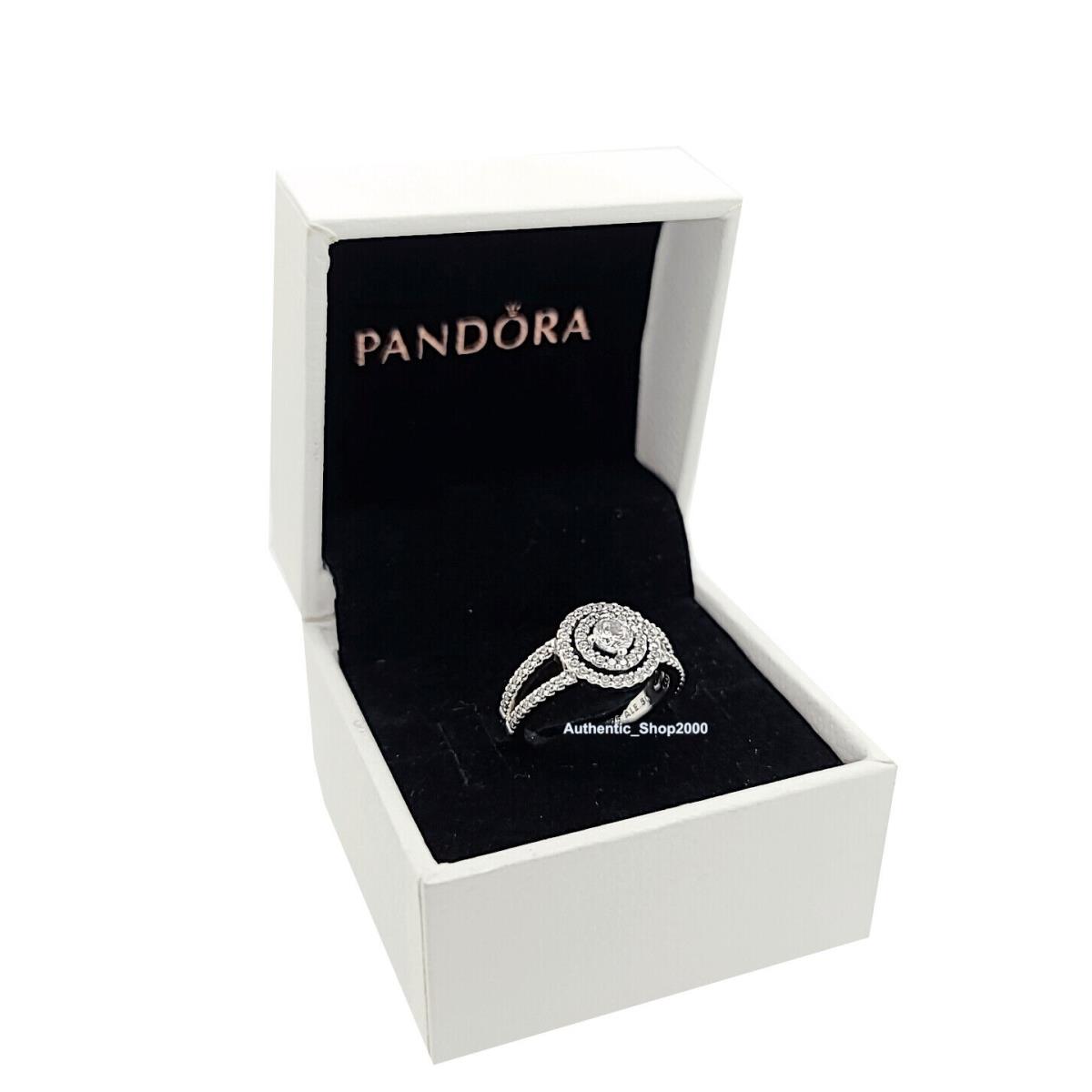 Pandora 925 Silver Sparkling Double Halo Ring 199408C01