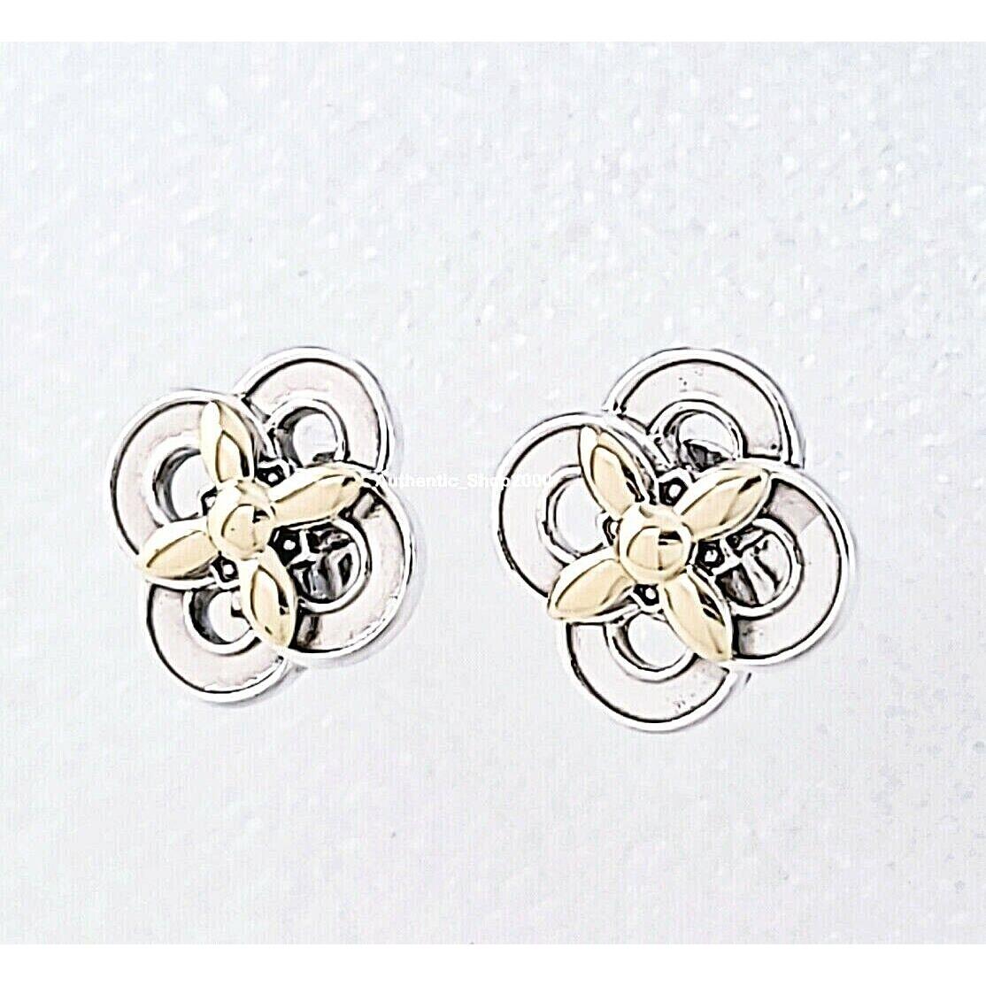 Pandora 925 14k Gold Two-tone Flower Stud Earrings 299349C00