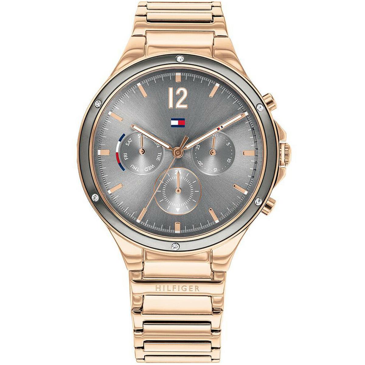 Tommy Hilfiger 1782277 Rose Gold Tone Gray Day Date Dial Womens Dress Watch