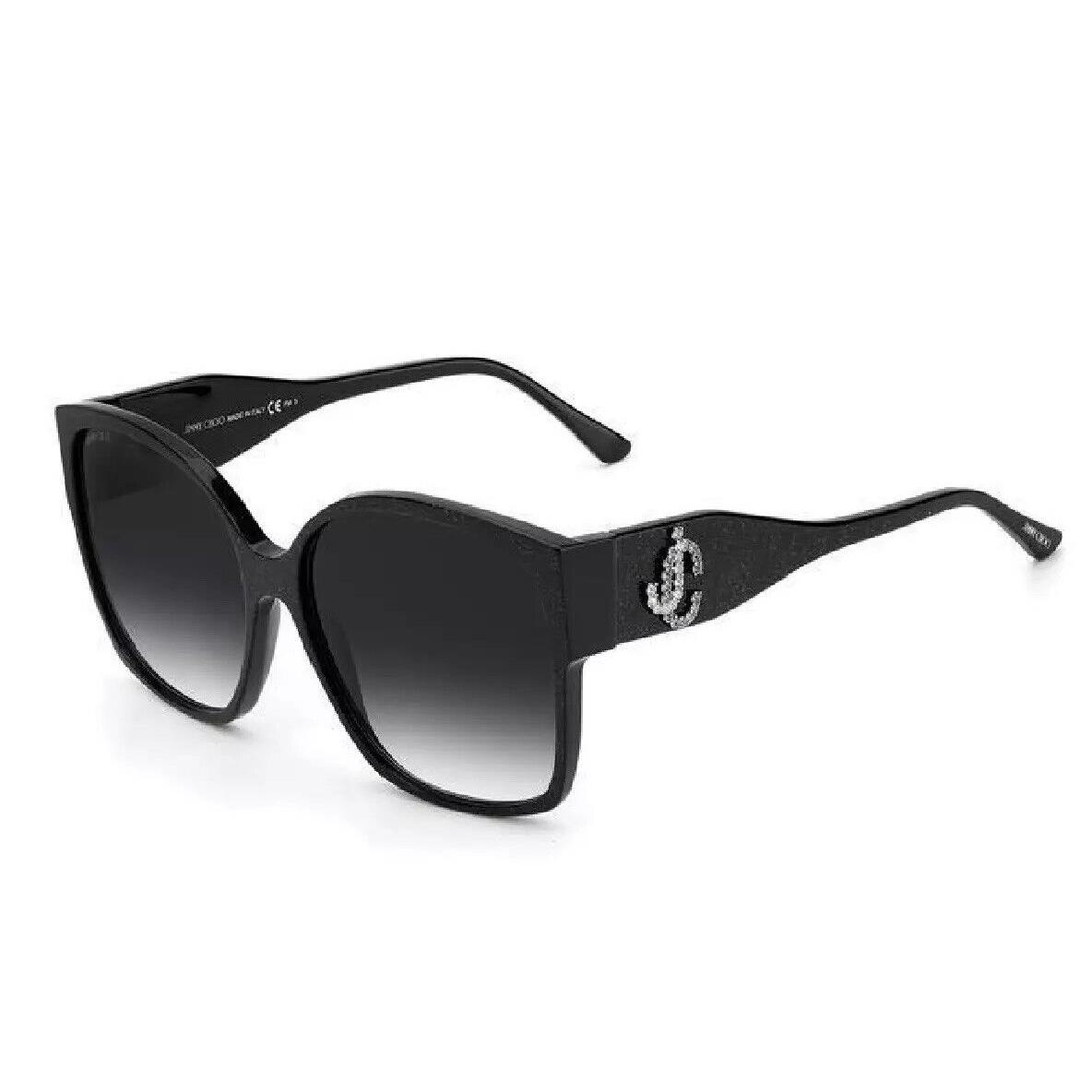 Jimmy Choo Noemi/s Dxf Black Silver Glitter Swarovski Crystals Women Sunglasses