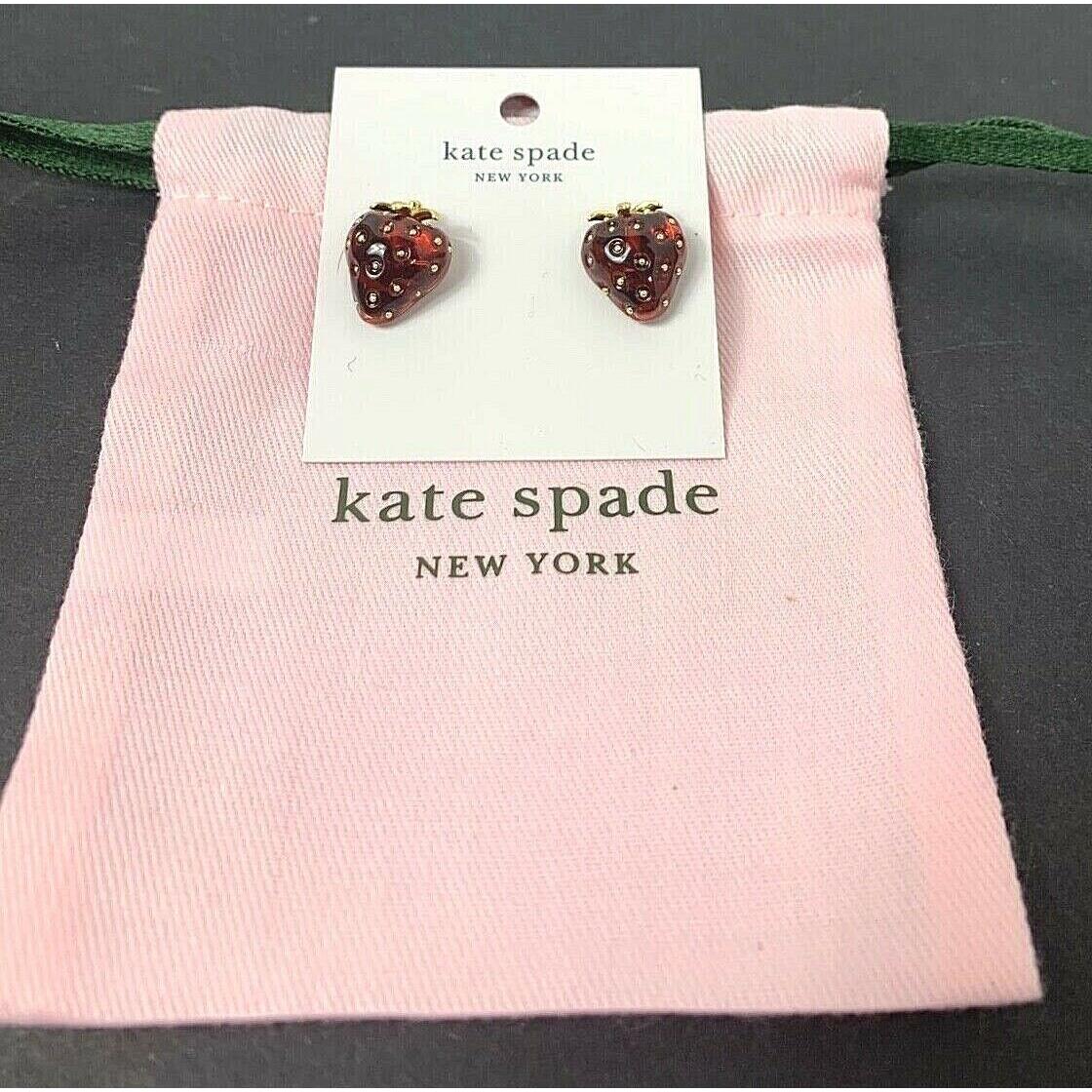 Kate Spade Summer Picnic Perfect Strawberry Resin Stud Earrings Red New