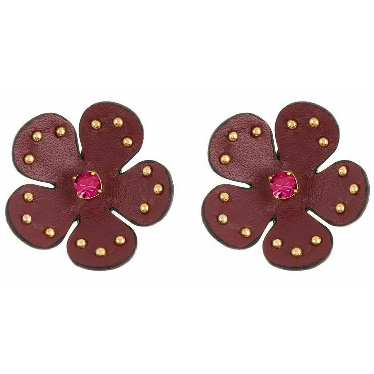 Kate Spade New York Blooming Bling Leather Flower Stud Earrings Russett Pink