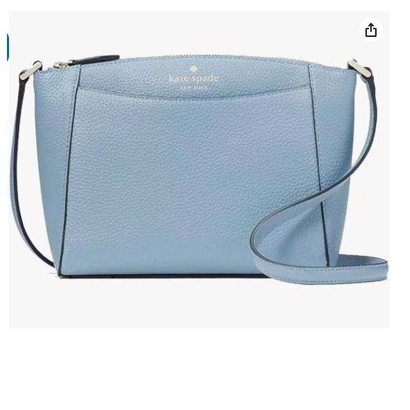 Kate Spade Monica Pebbled Leather Crossbody Bag Purse Polished Blue WKR00258 - Handle/Strap: Blue, Exterior: Blue