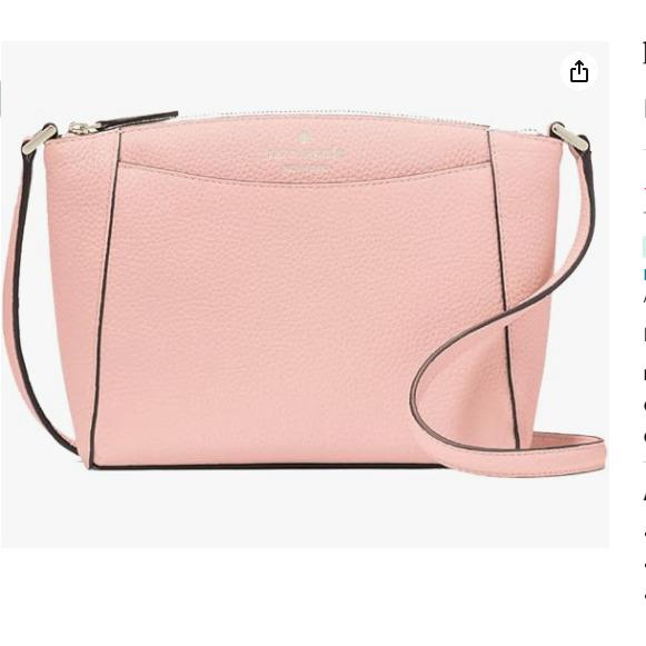 Kate Spade Monica Pebbled Leather Crossbody Bag Purse Tea Rose WKR00258