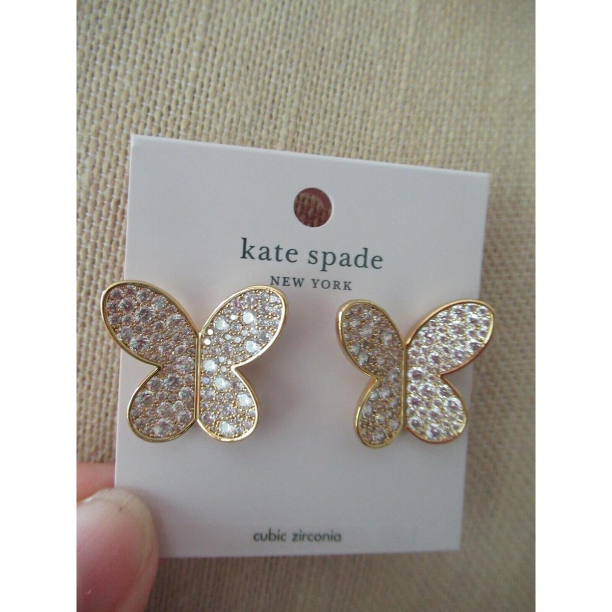 Kate Spade In a Flutter Large Butterfly Stud Earrings/ Pave Stones