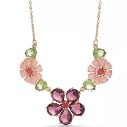 Kate Spade In Full Bloom Floral/flower Frontal Necklace Multi-color SP3A