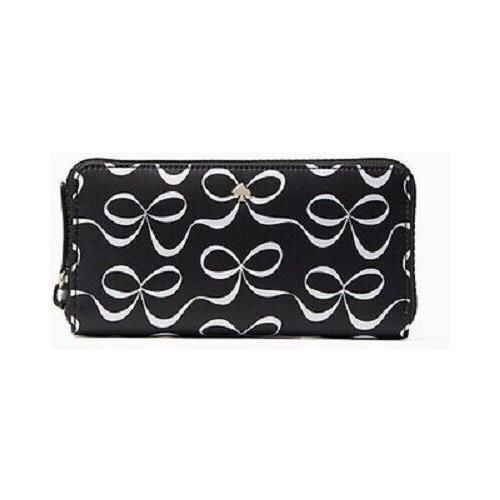 Kate Spade NY Jai Elegant Bow Contintental Wallet Blk/white - Trendy Cute 229