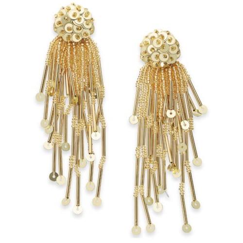 Kate Spade Gold Tone Sequin Bead Tassel Drop Earrings D17