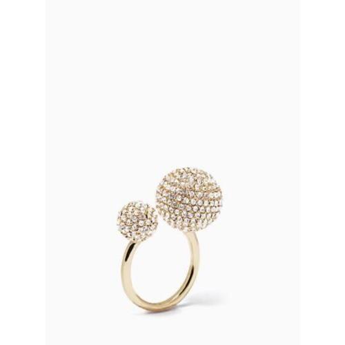Kate Spade Gold Tone Ring It Up Pave Ball Ring Size 6 KSSS3