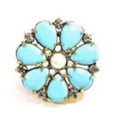 Kate Spade Azure Allure Blue Flower Statement Ring Size 7 128a