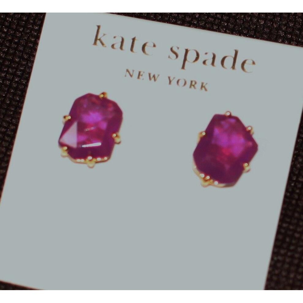 Kate Spade Rare Set IN Stone Amethyst Purple Bridal Faceted Earrings Studs