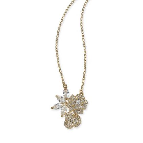 Kate Spade Gold Tone Crystal Flower Necklace That Special Sparkle 673